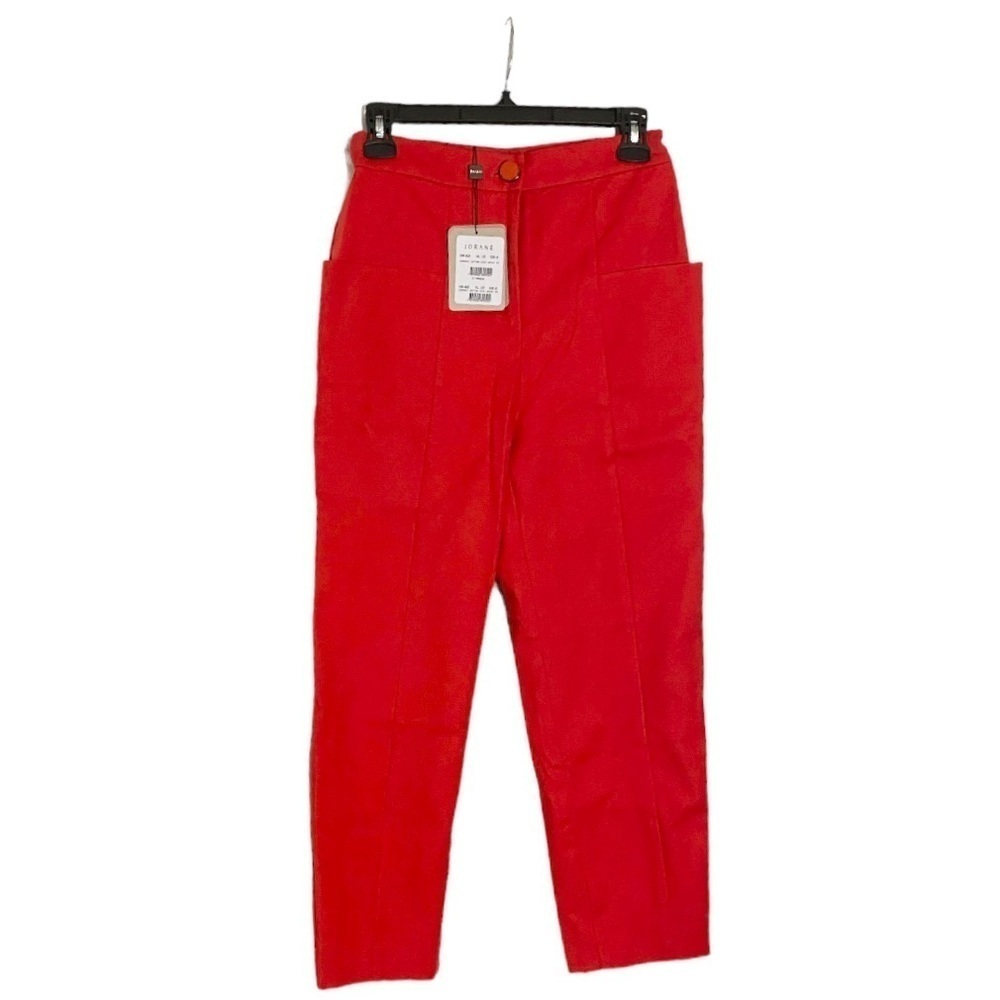NEW Iorane x Revolve Red Pants Cropped High Waist Trousers Pockets Size 36 / XS